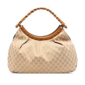 Gucci Vintage Bamboo Hobo Gg Canvas #256491G76B